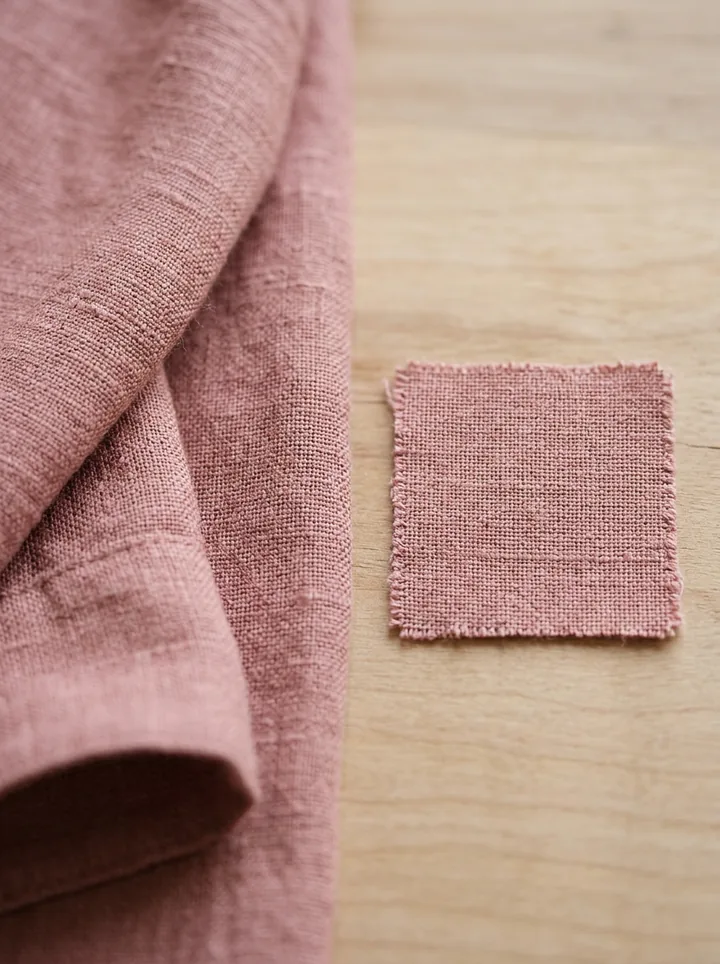 Close-up of fabric texture beside a colour swatch. Made with AI.