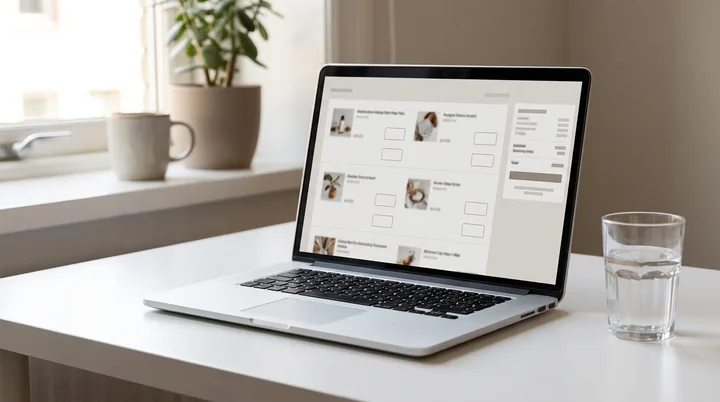 A laptop showing a wholesale order form with quantities. Made with AI.