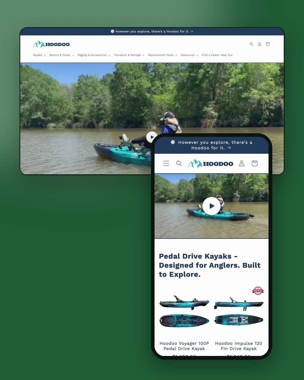 Hoodoo Sports Shopify store on desktop and phone